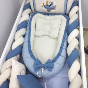 Baby Decoração - Ninho para bebê redutor de berço Percal Cinza